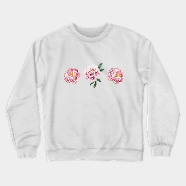 Pink Peonies Crewneck Sweatshirt by MyAbstractInk